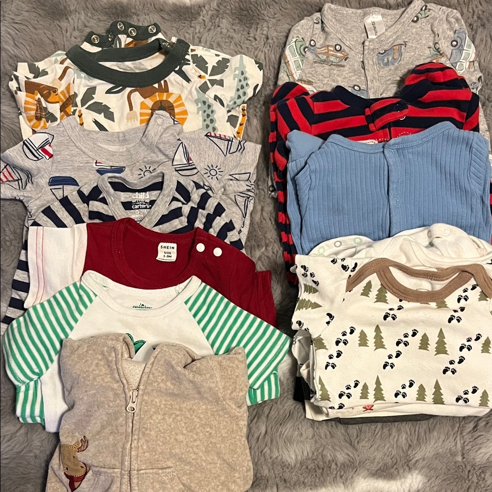 0-3 months Assorted Baby Onesies and Pajamas